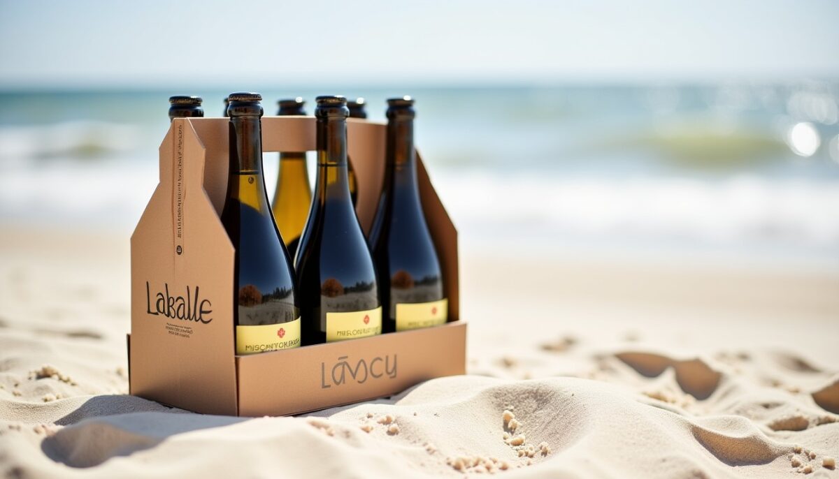 Les pieds dans le sable blanc : Coffret carton 6 bouteilles signé LABALLE
