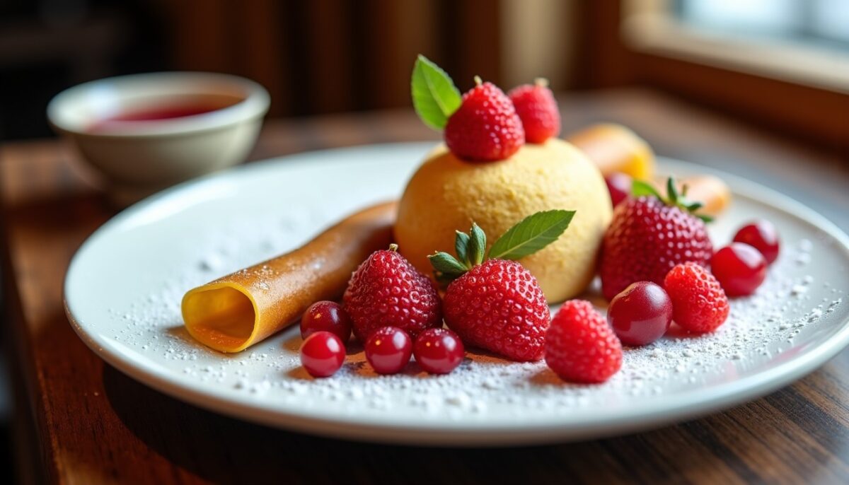 Le Délice Courchevel : Crêpes, Génoise et Fruits Rouges en Harmonie